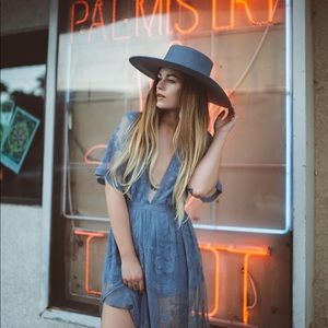 Brixton Bolero Wide Brim Hat in Slate Blue